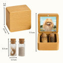 Personalised Wooden Pet Memorial Keepsake Box with 2 Glass Vials for Ashes & Fur Storage - With Photo, Name & Dates