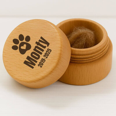 Round Wooden Pet Memorial Keepsake for Ashes or...
