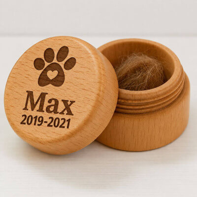 Round Wooden Pet Memorial Keepsake for Ashes or...