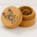 Picture-to-drawing Round Wooden Pet Memorial Keepsake for Ashes or Fur Storage - Engraved with Name