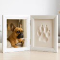 Folding Paw Print Clay & Photo Frame Kit – Wooden Pet Memorial Picture Frame for Indoor Display