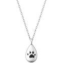 Personalised Pet Memorial Paw-Print Teardrop Urn Necklace – Dog Keepsake with Name