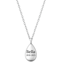 Personalised Pet Memorial Teardrop Urn Necklace – Dog Keepsake with Name & Dates