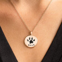 Personalised Pet Memorial Paw-Print Round Urn Necklace – Dog Keepsake with Name