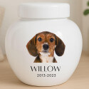 Personalised Ceramic Pet Urn with Photo – Dog Cremation Urn for Ashes with Name & Dates