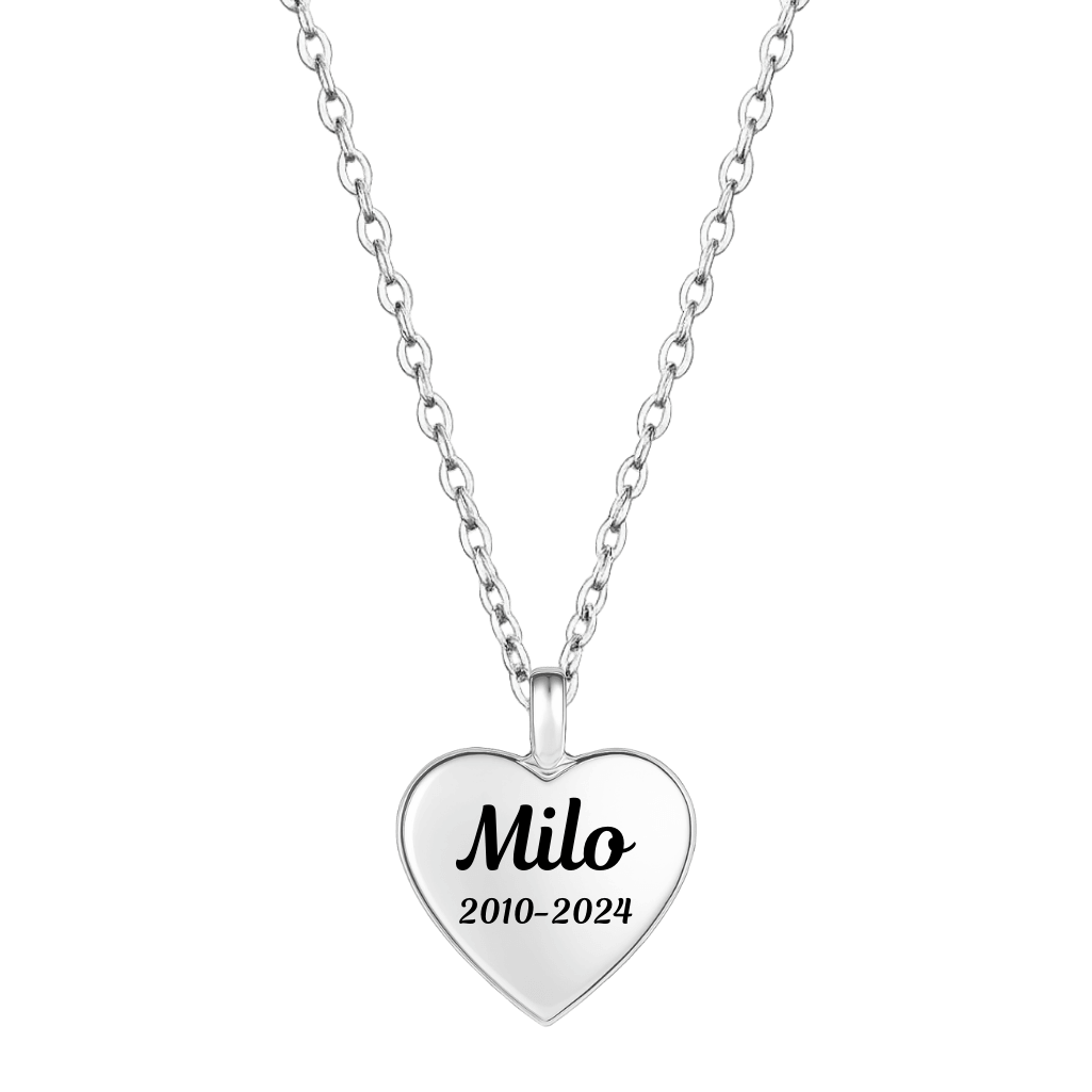 Personalised Pet Memorial Paw-Print Heart Urn Necklace – Dog Keepsake with Name & Dates