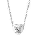 Personalised Pet Memorial Slide-through Chain Heart Urn Necklace – Picture-to-Drawing Dog Keepsake with Name & Dates