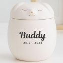 Personalised Ceramic Pet Urn with Sleeping Dog Lid – Cremation Urn for Ashes with Name & Dates