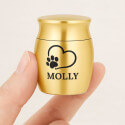 Personalised Pet Keepsake Urn – Mini Dog Urn with Engraved Name & Photo Drawing on the lid