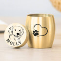 Personalised Pet Keepsake Urn – Mini Dog Urn with Engraved Name & Photo Drawing on the lid