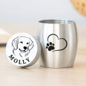 Personalised Pet Keepsake Urn – Mini Dog Urn with Engraved Name & Photo Drawing on the lid