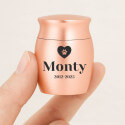 Personalised Pet Keepsake Urn - Mini Dog Urn with Engraved Name, Dates & Paw Heart Design