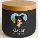 Personalised Ceramic Pet Urn with Photo in Heart Frame – Dog Cremation Urn for Ashes with Name & Dates