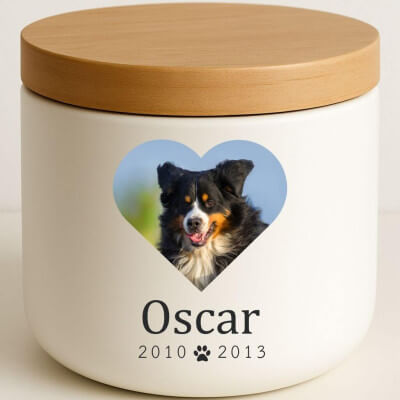 Personalised Ceramic Pet Urn with Photo in...