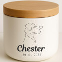 Personalised Ceramic Pet Urn with Minimalist Illustration – Dog Cremation Urn for Ashes with Name & Dates
