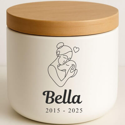 Personalised Ceramic Pet Urn with Woman & Dog...