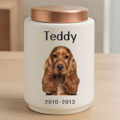 Personalised Ceramic Pet Urn with Photo –  Dog...