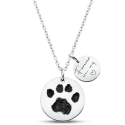 Personalised Pet Memorial 2-Charm Round Necklace – Engraved with Dog's Paw Print, Name & Dates