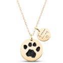 Personalised Pet Memorial 2-Charm Round Necklace – Engraved with Dog's Paw Print, Name & Dates