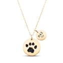 Personalised Pet Memorial 2-Charm Round Necklace – Engraved with Dog's Paw Print, Name & Dates