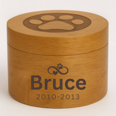 Personalised Wooden Pet Urn with Infinity Paw...