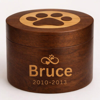 Personalised Wooden Pet Urn with Infinity Paw...