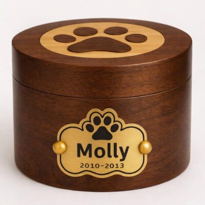 Personalised Wooden Pet Urn with Aluminium...