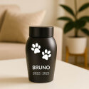 Personalised Pet Urn with Name, Dates & Paw Print Design – Stainless Steel Dog Urn