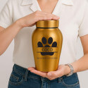 Personalised Pet Urn with Name & Dates in a Paw Print Design – Stainless Steel Dog Urn