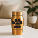 Personalised Pet Urn with Name & Dates in a Paw Print Design – Stainless Steel Dog Urn