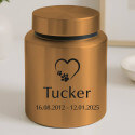 Personalised Pet Urn with Heart Paw Icon, Name & Dates – Stainless Steel Dog Urn