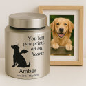 Personalised Pet Urn with Angel Pup Design, Name, Dates & Special Tribute – Stainless Steel Dog Urn