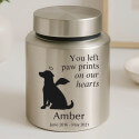 Personalised Pet Urn with Angel Pup Design, Name, Dates & Special Tribute – Stainless Steel Dog Urn