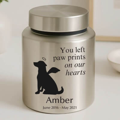 Personalised Pet Urn with Angel Pup Design,...