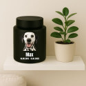 Personalised Pet Urn with Photo Name & Dates – Cylinder Stainless Steel Dog Urn