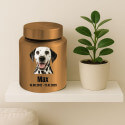 Personalised Pet Urn with Photo Name & Dates – Cylinder Stainless Steel Dog Urn