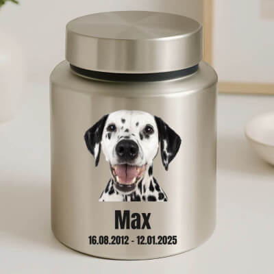Personalised Pet Urn with Photo Name & Dates –...