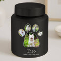Personalised Pet Urn with Name, Dates & Photos in a Paw-shaped Frame – Cylinder Stainless Steel Dog Urn