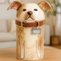 Personalised Handmade Ceramic Pet Urn by Breed – Custom Dog Urn with Painted Portrait & Open Eyes Design