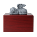 Personalised Wooden Pet Urn Box with Angel Dog Statue –  Cremation Urn for Ashes with Photo, Name, Dates & Tribute