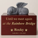 Personalised Wooden Pet Urn Box with Angel Dog Statue – Cremation Urn for Ashes with Name, Dates & Tribute