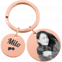 Personalised Pet Memorial 2-Charm Round Keyring - Engraved with Dog's Photo, Name & Dates