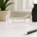 Personalised Pet Memorial Gift - Bone-Shaped Acrylic Plaque Engraved with Name, Dates & Tribute