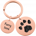 Personalised Pet Memorial 2-Charm Round Keyring - Engraved with Dog's Paw-Print & Name