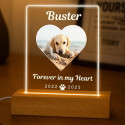 Personalised Pet Memorial LED Lamp with Photo – Rectangular Acrylic Plaque with Engraved Name & Dates