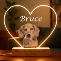 Personalised Pet Memorial LED Lamp with Photo – Heart-shaped Acrylic Plaque with Engraved Name & Dates