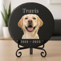 Personalised Round Pet Memorial Stone – Slate Dog Plaque with Photo, Name & Dates