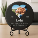 Personalised Round Pet Memorial Stone – Slate Dog Plaque with Photo, Name, Dates & Tribute