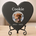 Personalised Heart Pet Memorial Stone – Slate Dog Plaque with Photo, Name & Dates