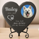 Personalised Heart Pet Memorial Stone – Slate Dog Plaque with Photo, Name, Dates & Tribute